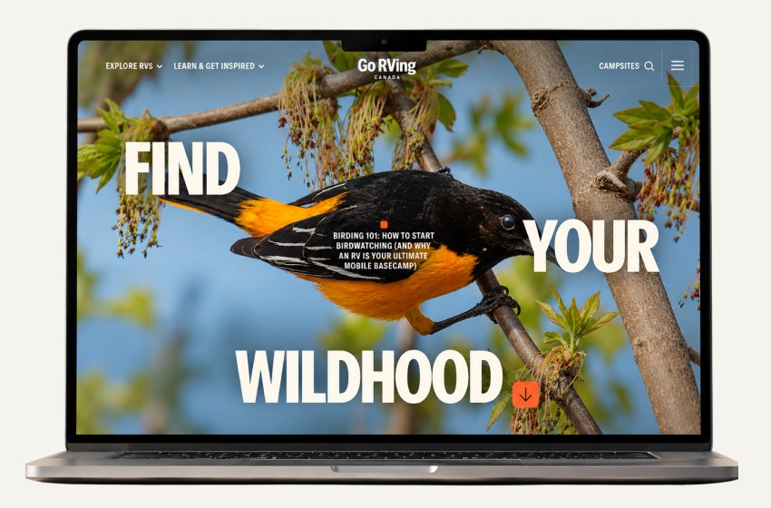 The Go RVing website on a laptop